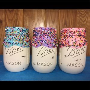 MASON JAR SET OF THREE | SPRINKLES CUPCAKE DONUT